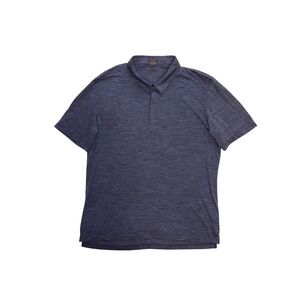 ICEBREAKER Polo Shirt Men L Blue Merino Wool Blend Cool-Lite Short Sleeve Hiking